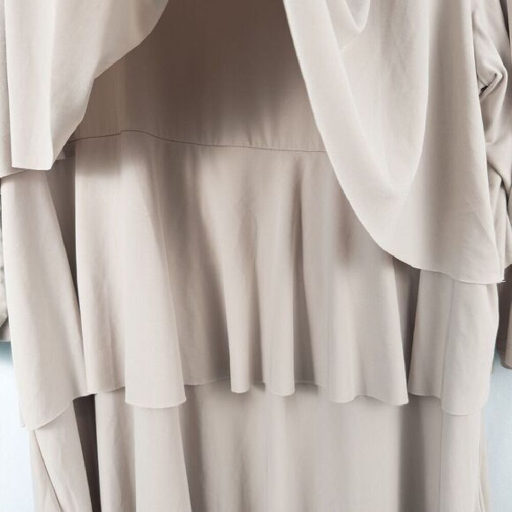 Susan Graver Liquid Knit Tiered 3/4 Sleeve Top Womens 1X Beige Stretch A220987 - Picture 9 of 16